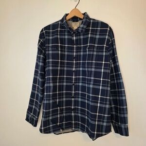 LL Bean Men's Wicked Warm Blue Plaid Lined Flannel Shirt - XL